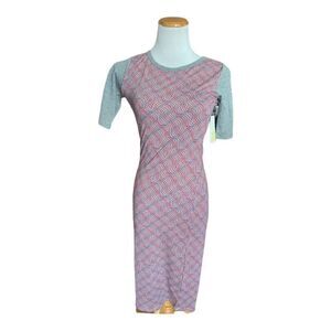 NWT Womens Lularoe Floral Julia Wave Print Jersey Bodycon Dress - Sz XXS